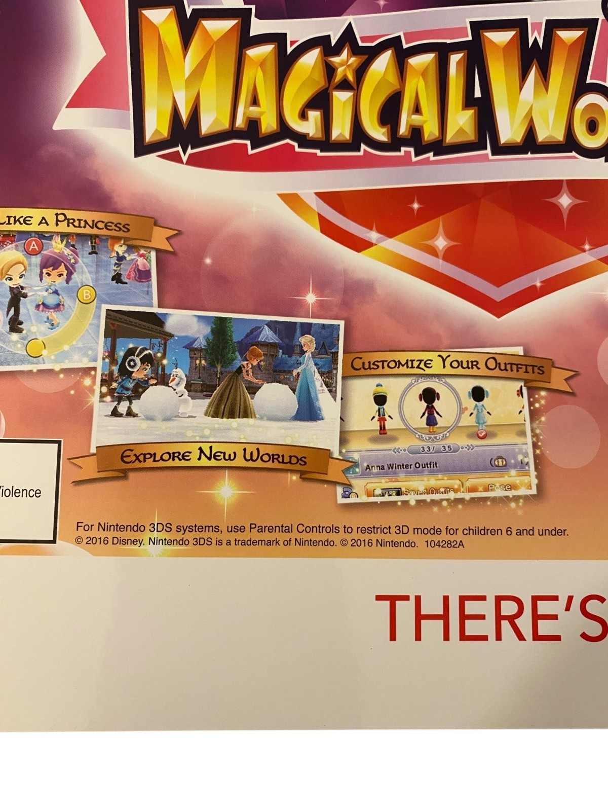 Disney Magical World 2 Store Promo Poster Sign 17″×11″ Nintendo 3DS New