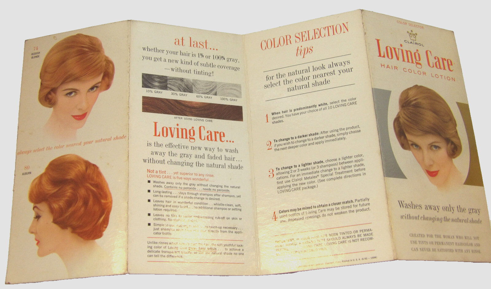 VTG 1961 CLAIROL LOVING CARE COLOR SELECTOR BEAUTY PARLOR FOLDING STORE DISPLAY!