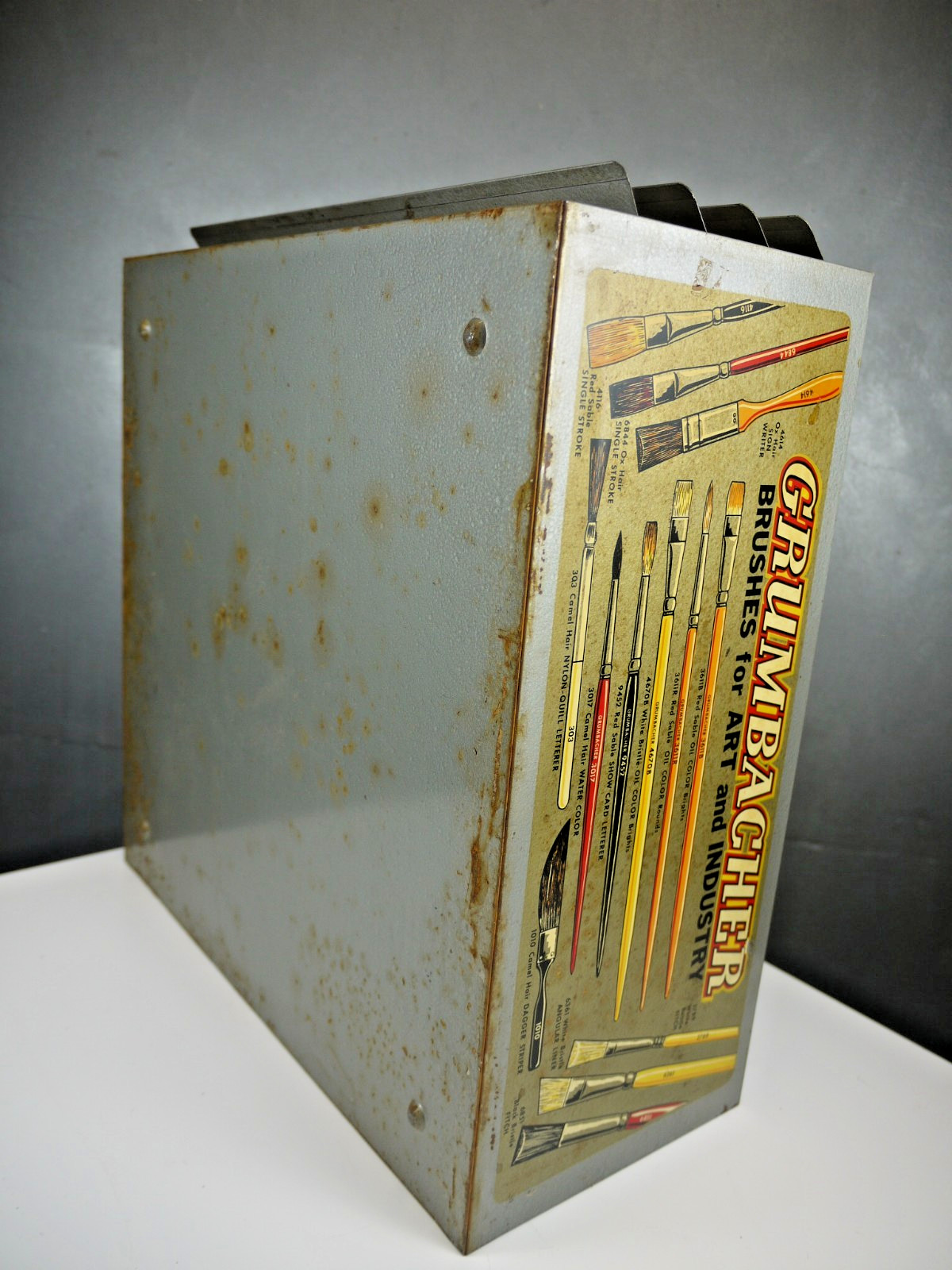 VTG Grumbacher ARTIST Paint Brush Store Display Cabinet Storage Drawers