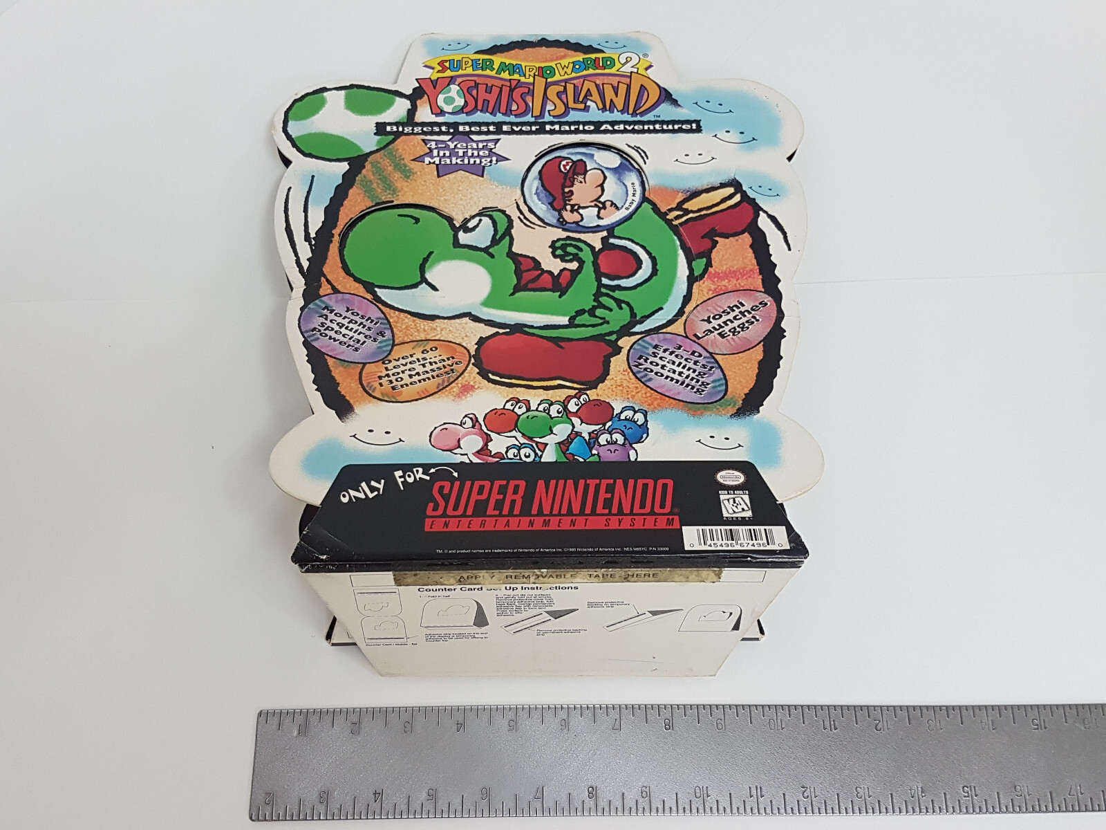 Super Mario World 2 Yoshi’s Island SNES Store Promo Display Box *Please Read*