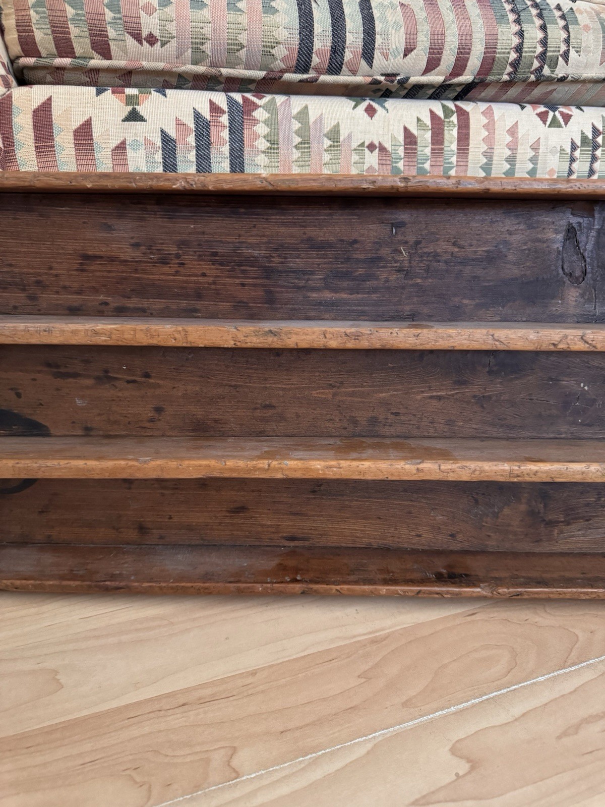 Vintage Long Wood Shelf Tray Display Case Unit Hanging Rack 30” x 10.5” Rustic