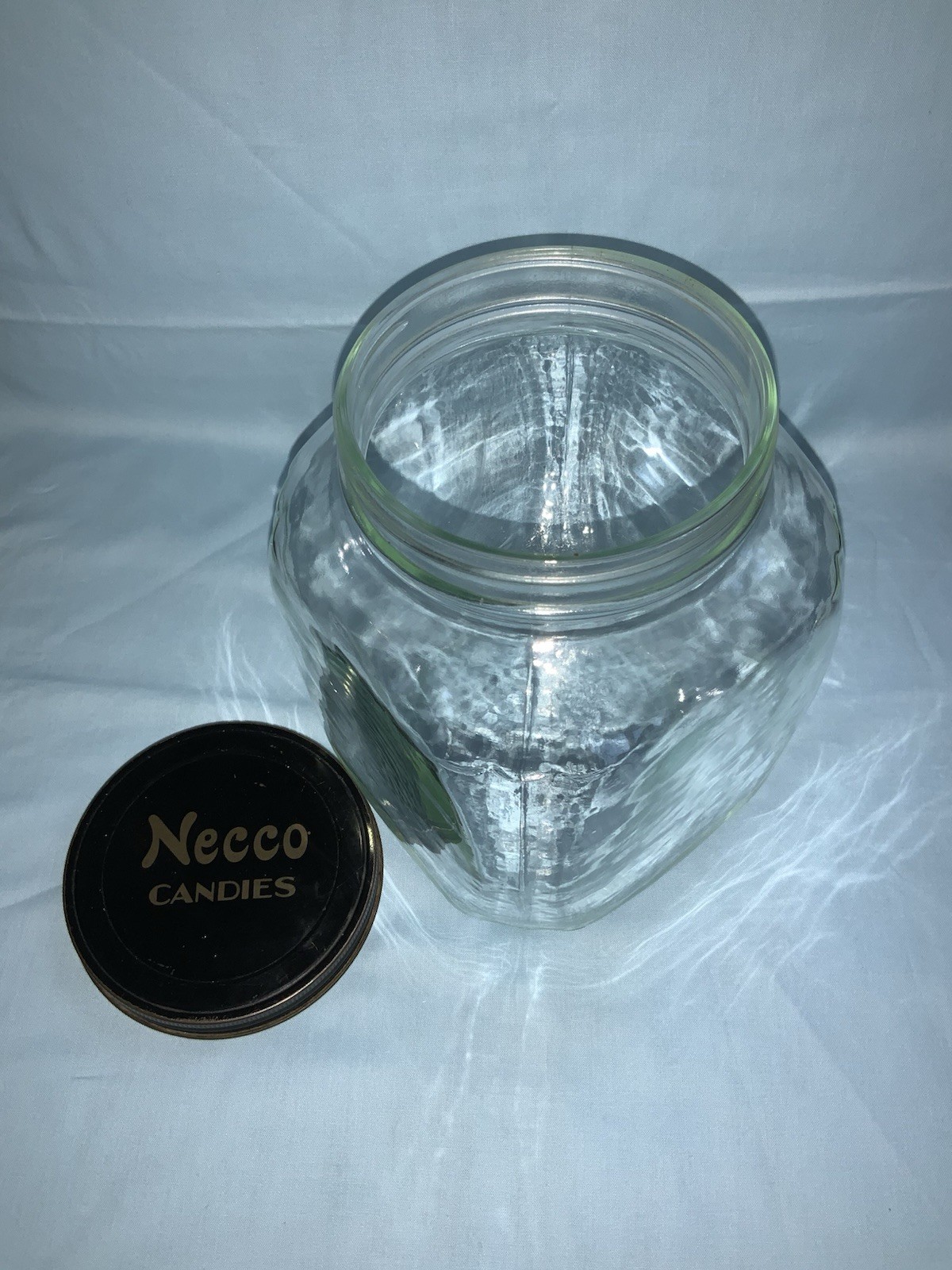 Vintage NECCO CANDIES Drug Store GLASS CANDY JAR Store Counter Advertising NICE!