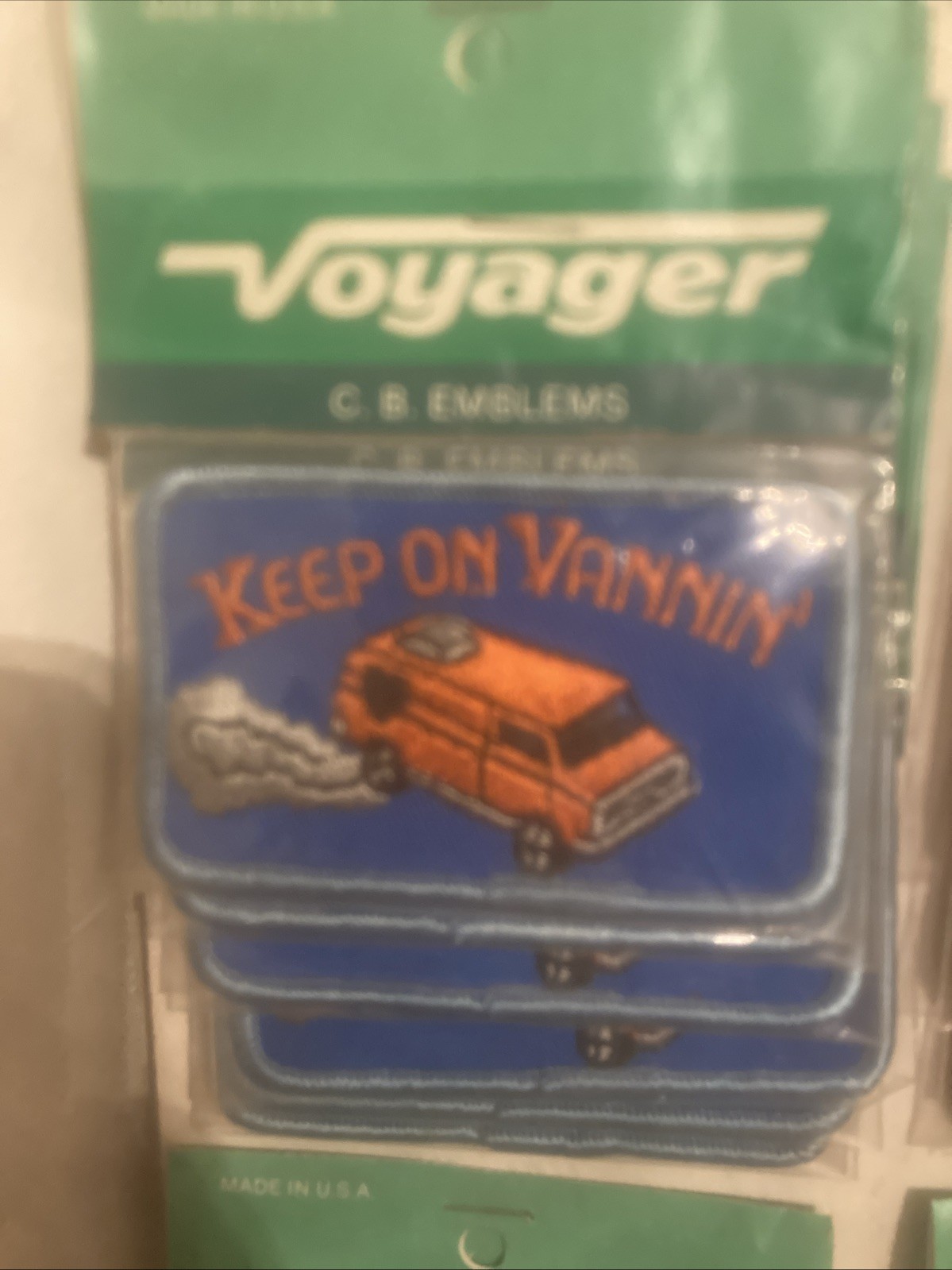NOS Vintage Voyager Patches Store Display With 24 Patches C.B Emblems
