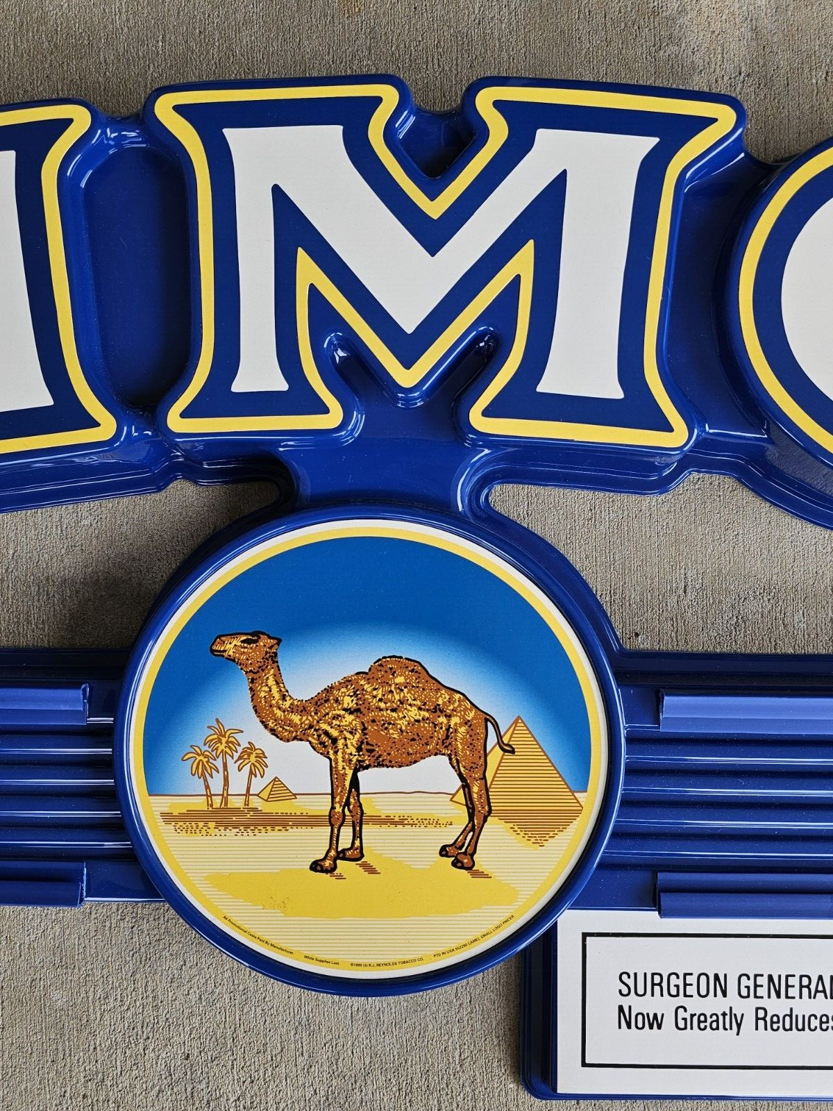 LARGE PLASTIC CAMEL CIGARETTES STORE DISPLAY ADVERTISING HANGING SIGN VINTAGE