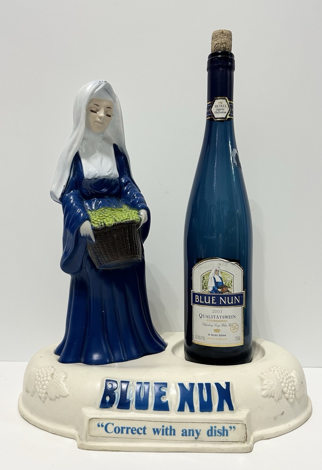 Rare Vintage Blue Nun Advertising Display Stand 1960’S-1970’S Bottle Empty