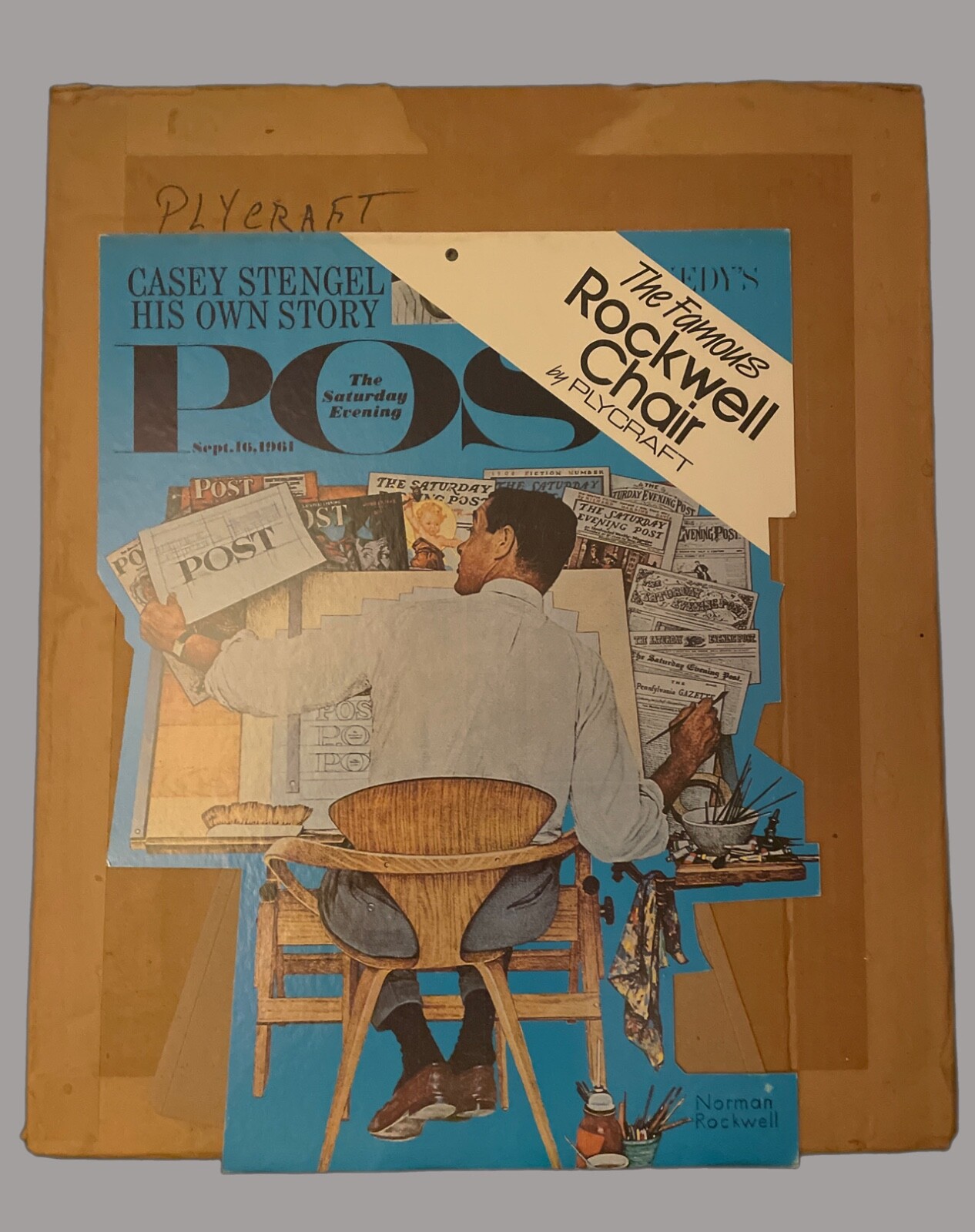 Original Plycraft Chair Store Cardboard Display, Norman Rockwell, New Old Stock