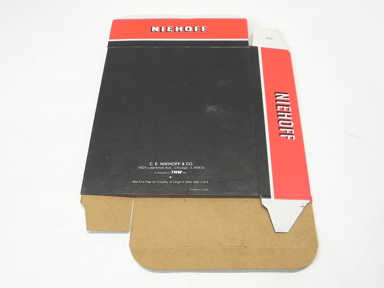 VINTAGE NIEHOFF PRODUCTS DISPLAY BOX *BOX ONLY* #223 7″x2″x6.25″ NEW UNUSED