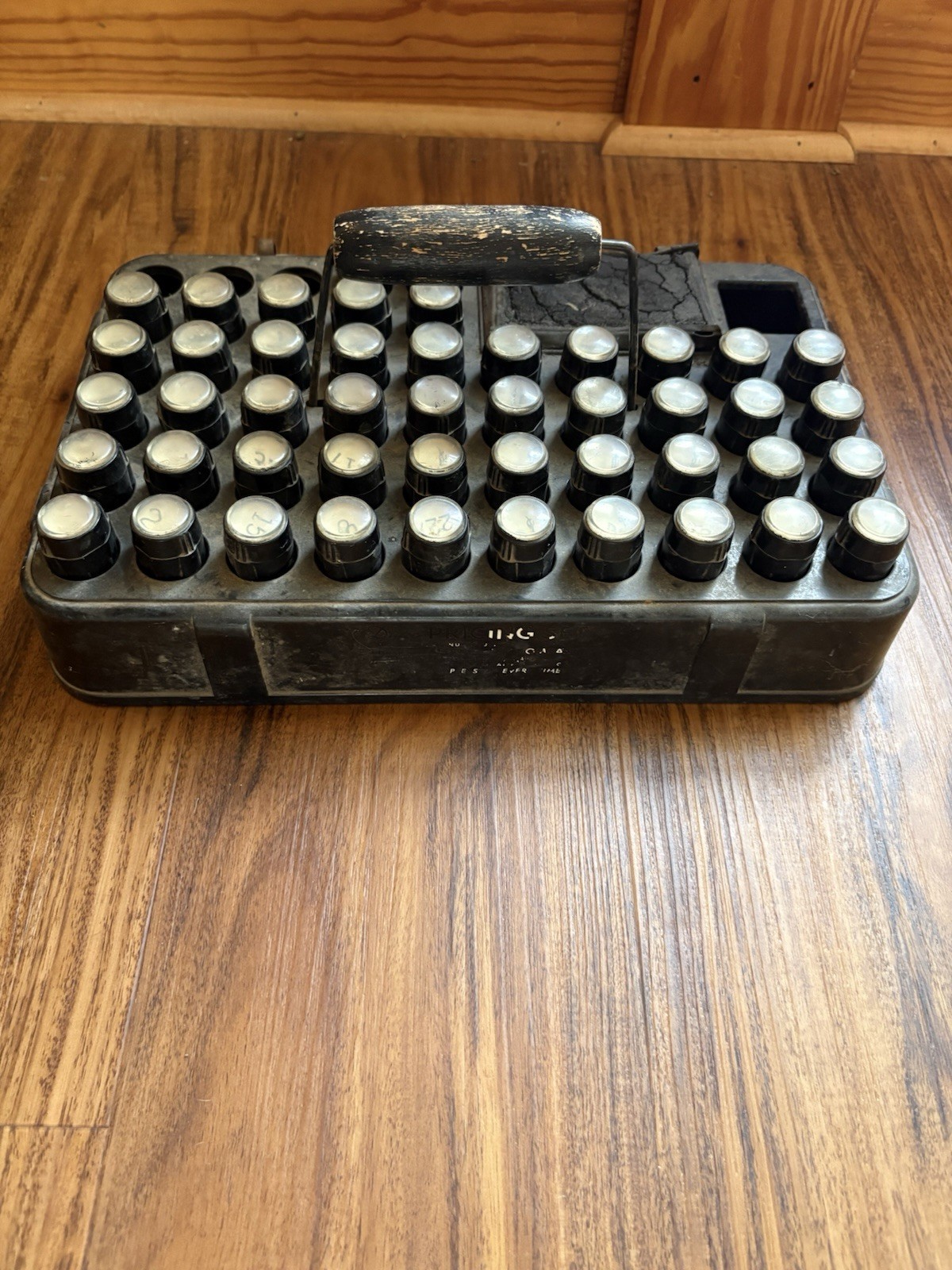 Vtg DUKE PRICING SET GROCERY STORE STAMPERS IN METAL TRAY Ronald K Duke Company