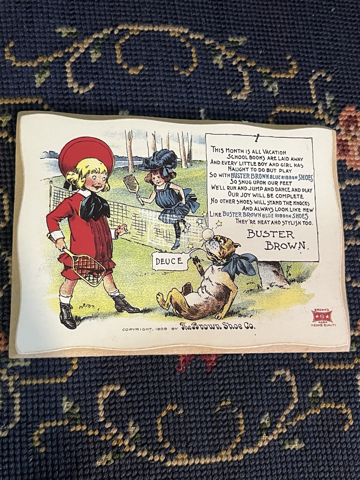 Vintage Buster Brown Shoe Co. 1909 Reproduction Advertising Magnetic Plaque 6×4”
