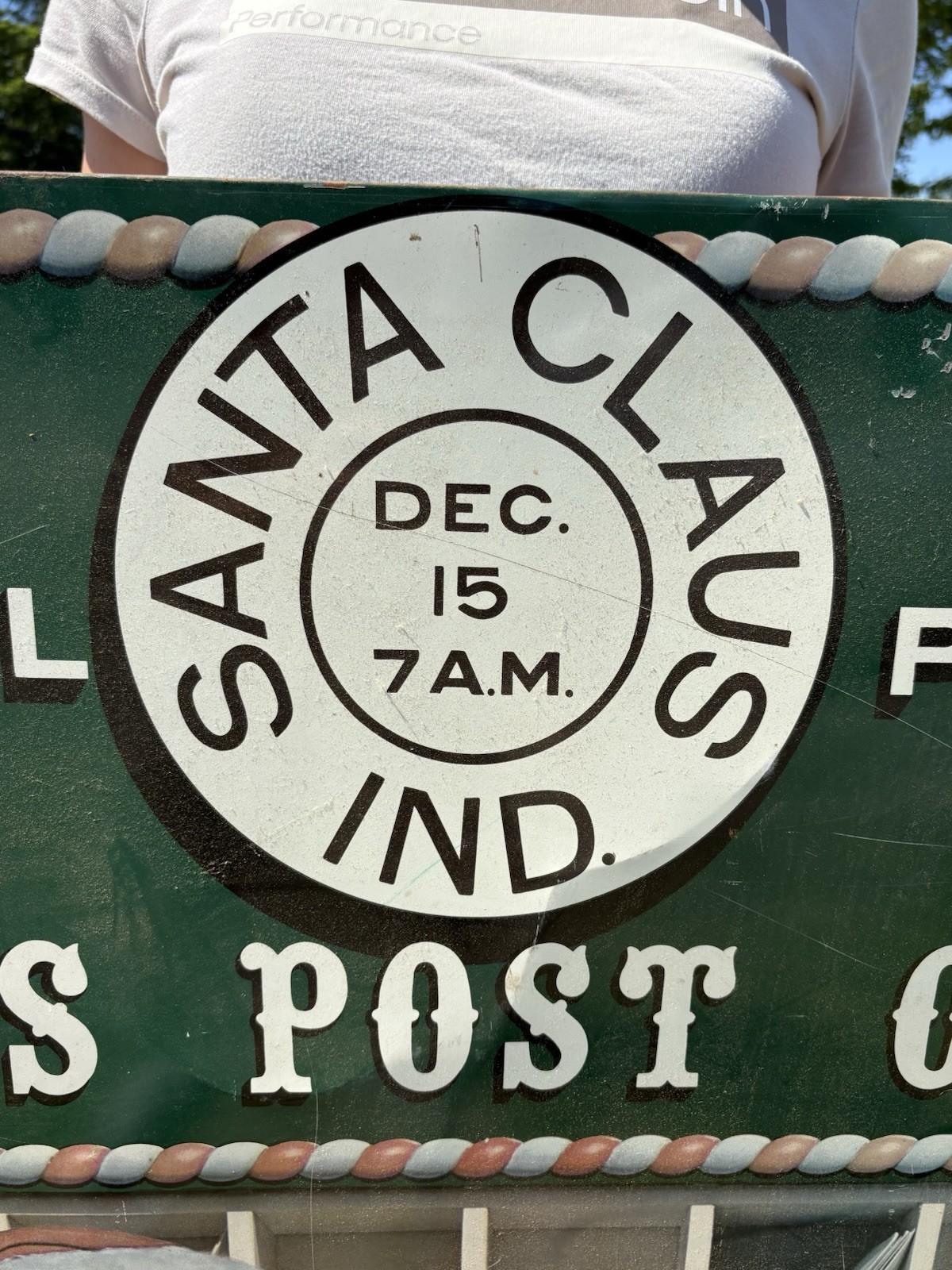 🔥Lg Vintage Tin Metal Santa Claus Santa’s Post Office ESSO Holiday Display Sign