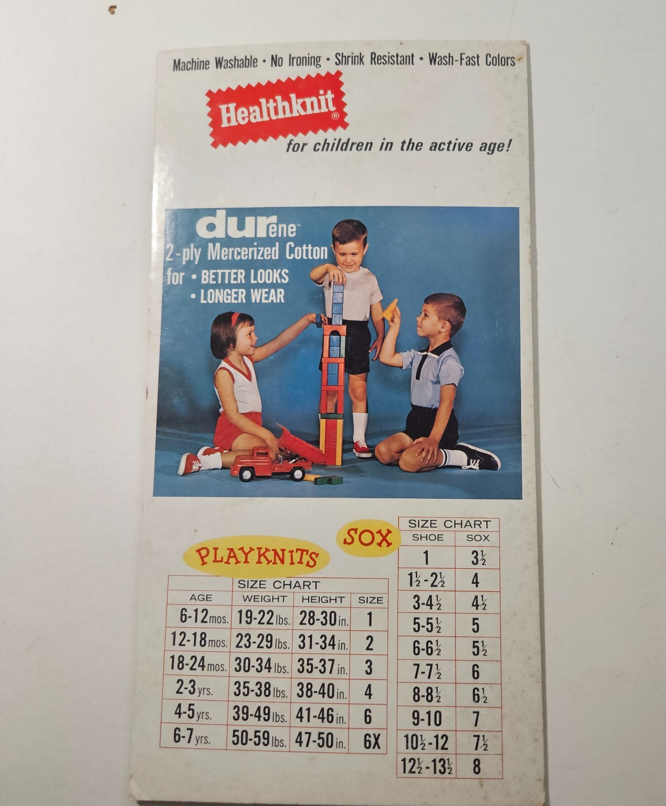 Late 1950’s Early 1960’s Easel Back Store Display Healthknit Children’s Clothes