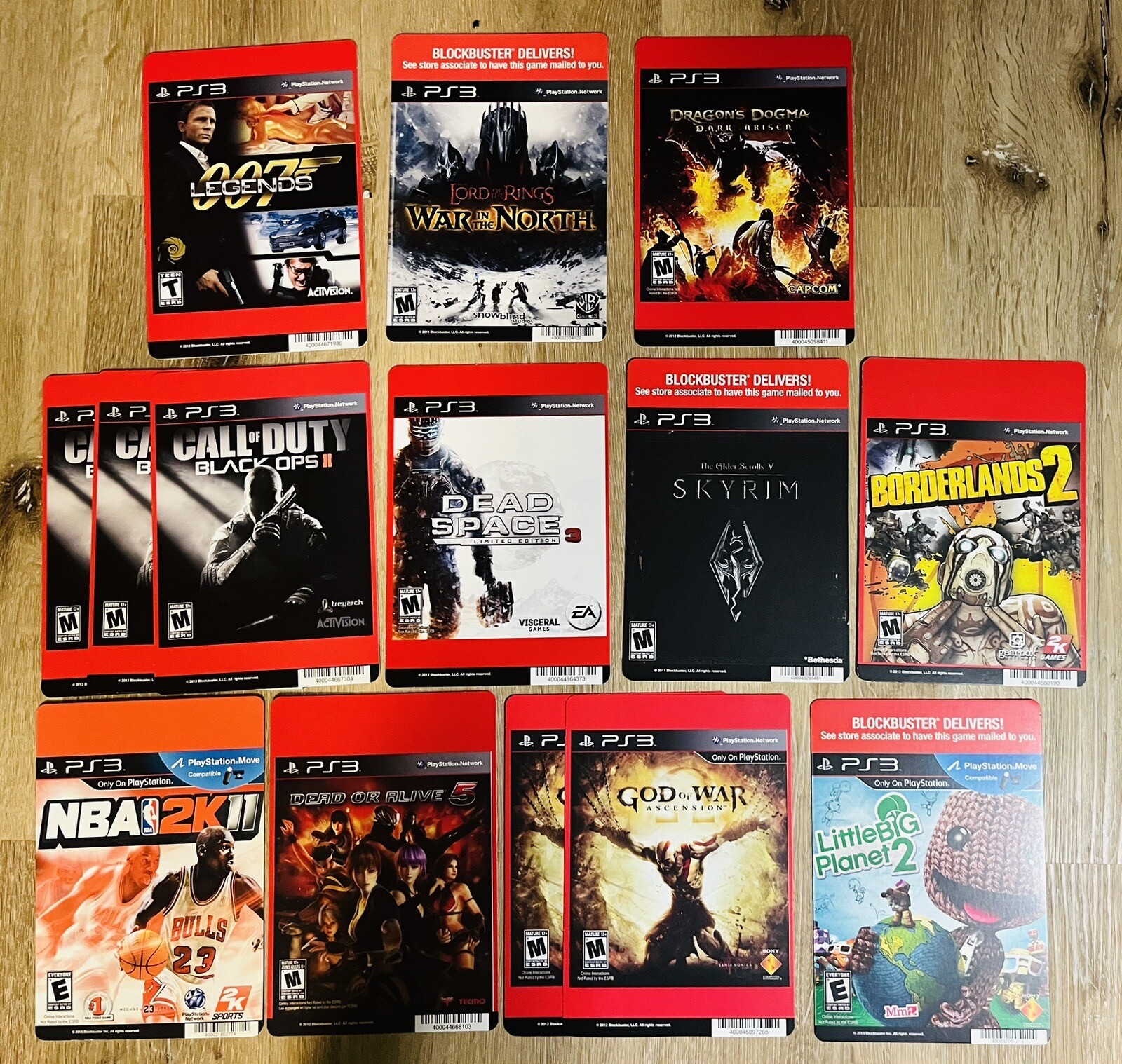 LOT OF 14 PS3 BLOCKBUSTER VIDEO BACKER CARDS 5″X8″ -NO GAME- 2K11 JORDAN