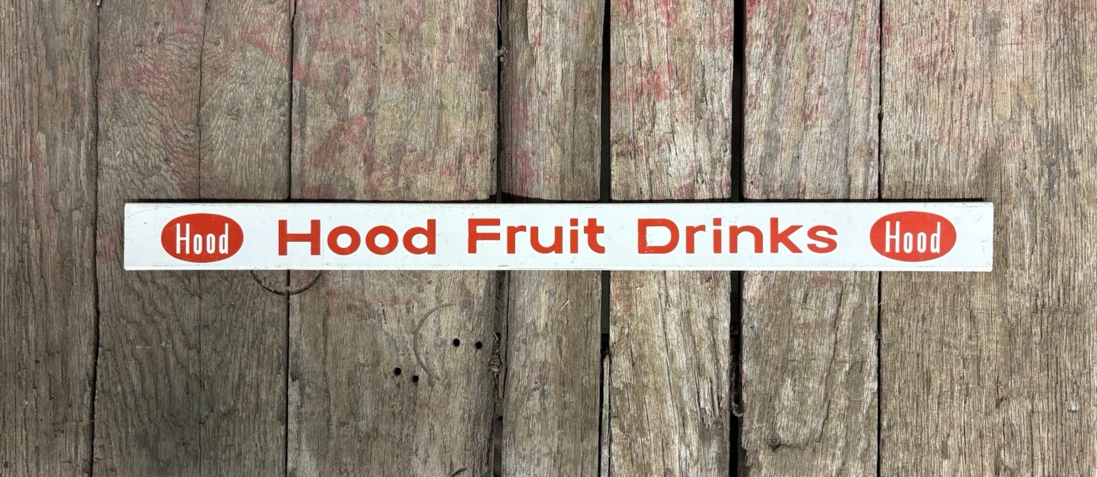 Vintage Hood Dairy Fruit Drinks Grocery Store Advertising Display Rack Sign