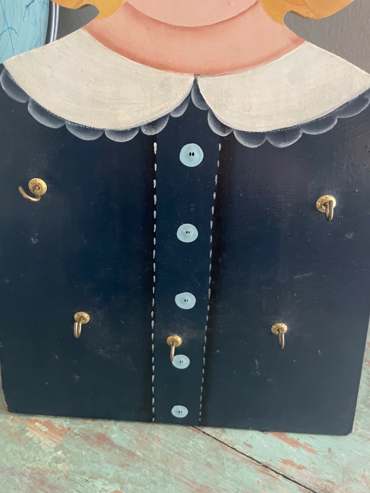 Vintage Wood Handpainted Children’s Counter Display w/ Hooks Jewelry Goldilocks