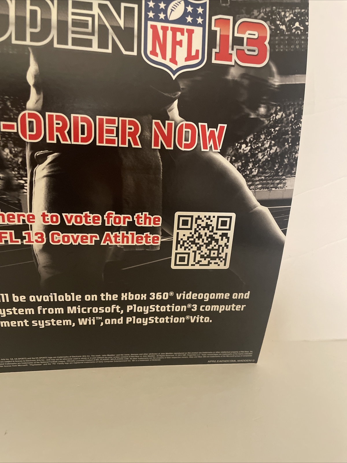 Madden 13 Promotional Display Poster 18×11.5 Inches NOT A GAME
