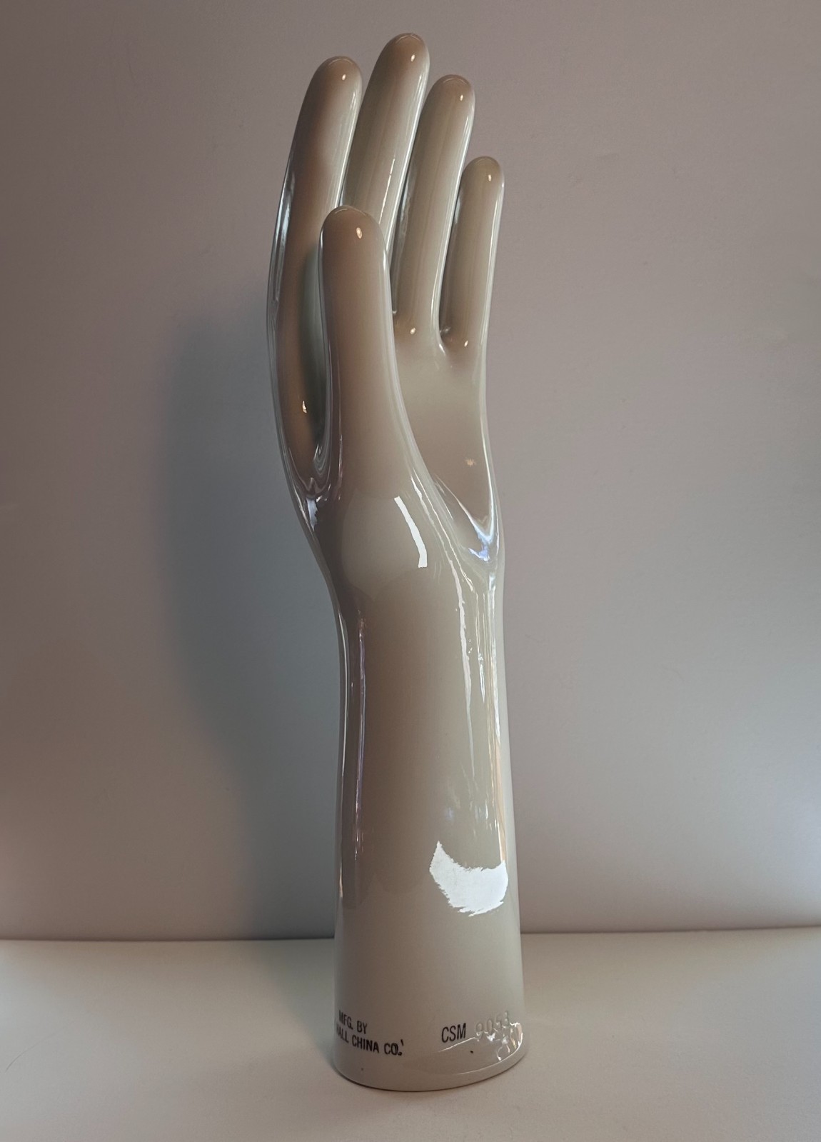 The Hall China Co. White Porcelain Left Hand Glove Display Sculpture CSM 9053