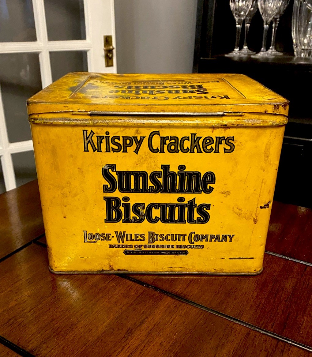 Antique c.1920s Loose – Wiles Sunshine Biscuits Hinged Metal Store Display Box
