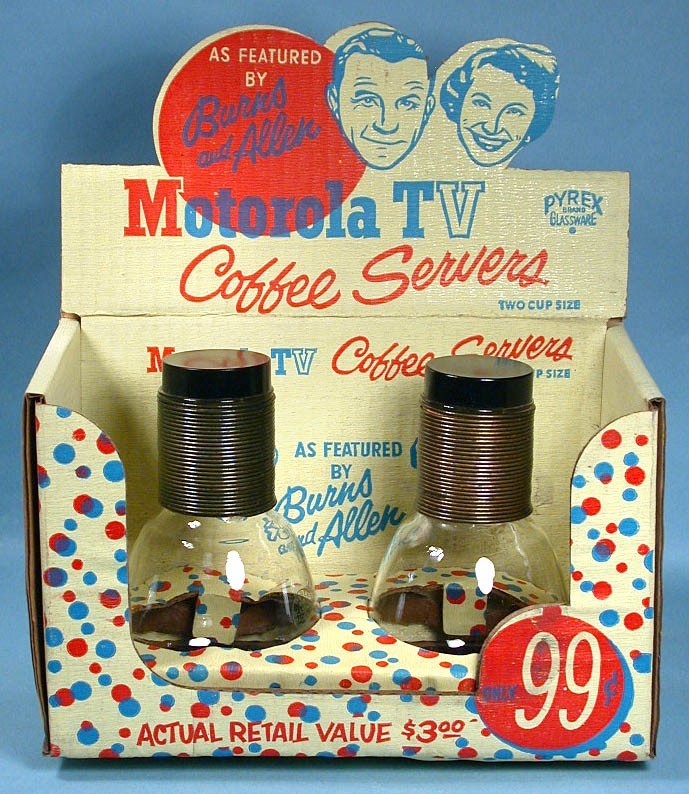1950’s George Burns Gracie Allen Coffee Server Store Display Motorola TV Premium
