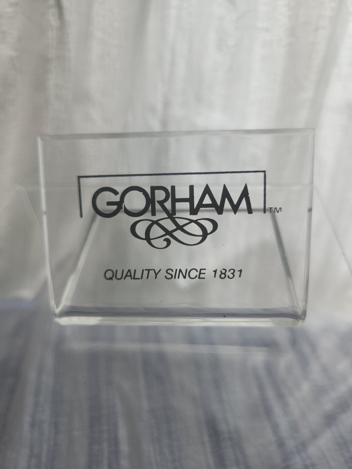 GORHAM clear acrylic advertising store display X 2