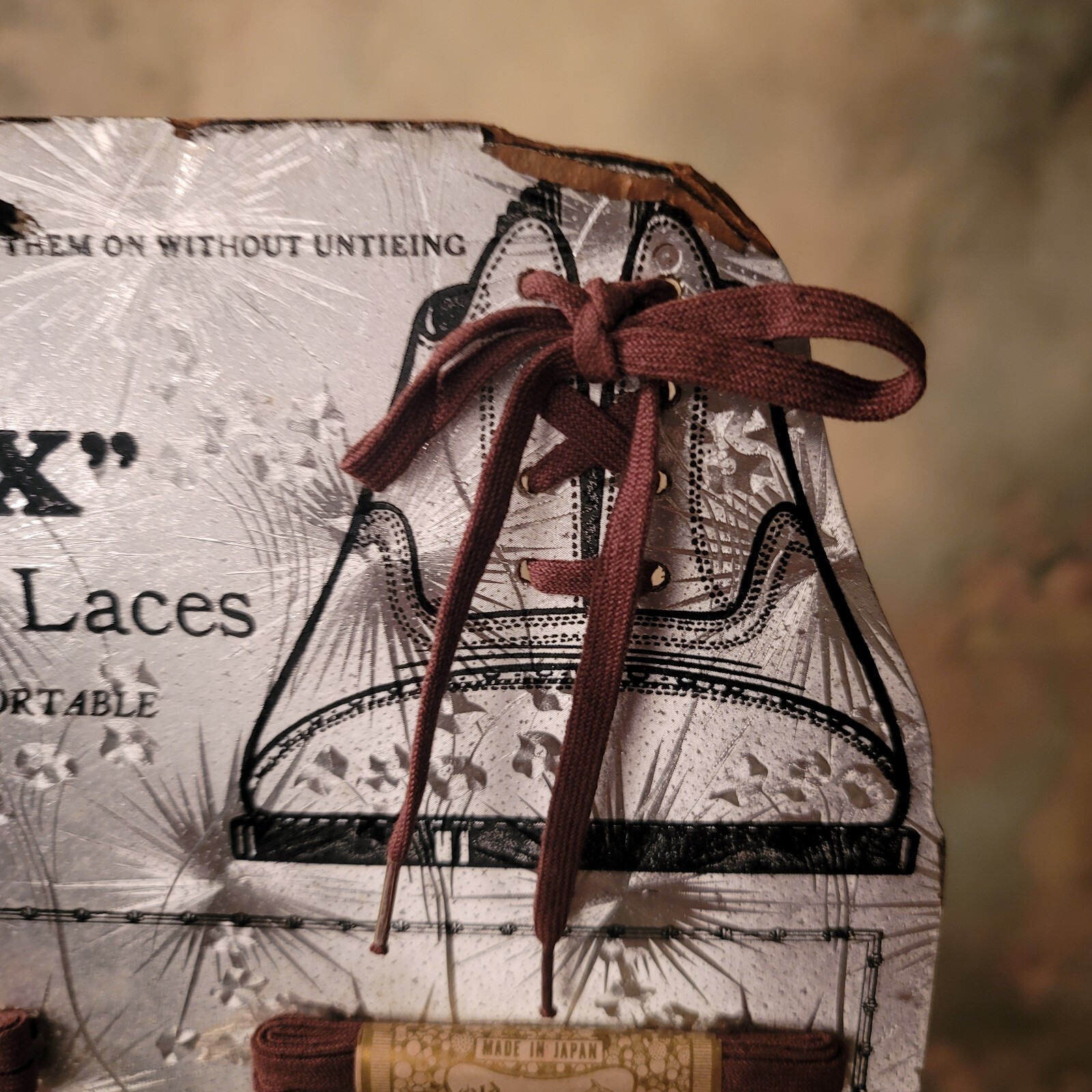 Alox Elastic Shoe Laces Store Display Card With All 14 Laces Shoe Laced on Top