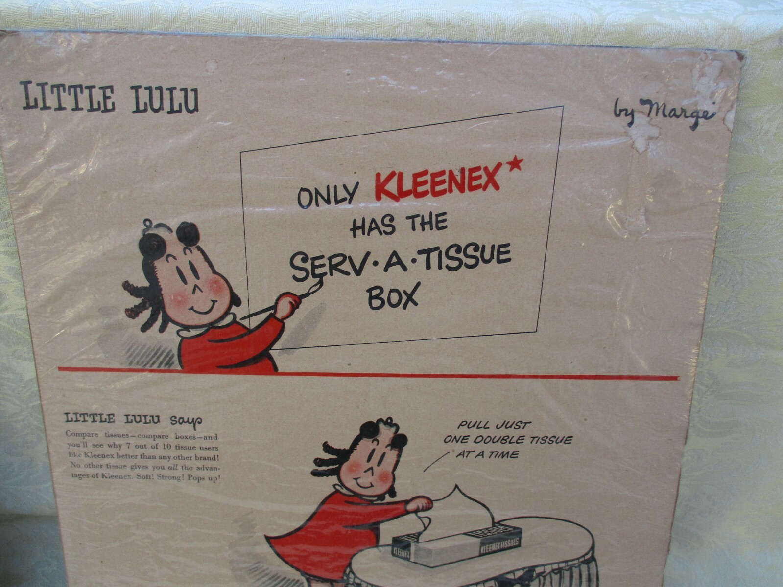1950 Little Lulu & Kleenex Original Print Ad and Counter Display