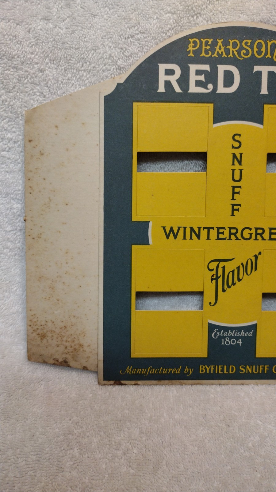 Never Used/Folded Vintage – Pearson’s Red Top WINTERGREEN SNUFF Store Display