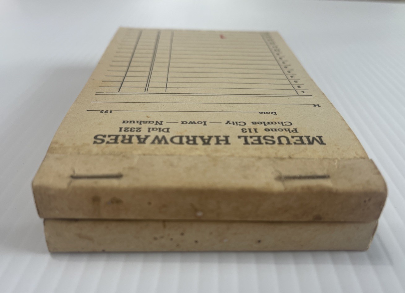 VTG Charles City Nashua Iowa Meusel Hardwares Receipt Book Advertising Lot Of 2