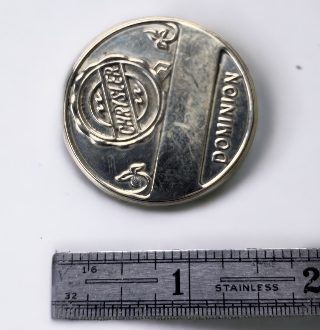 1920’s Chrysler Plant Employee Badge Blank Pos Salesman Sample Dominion Regalia