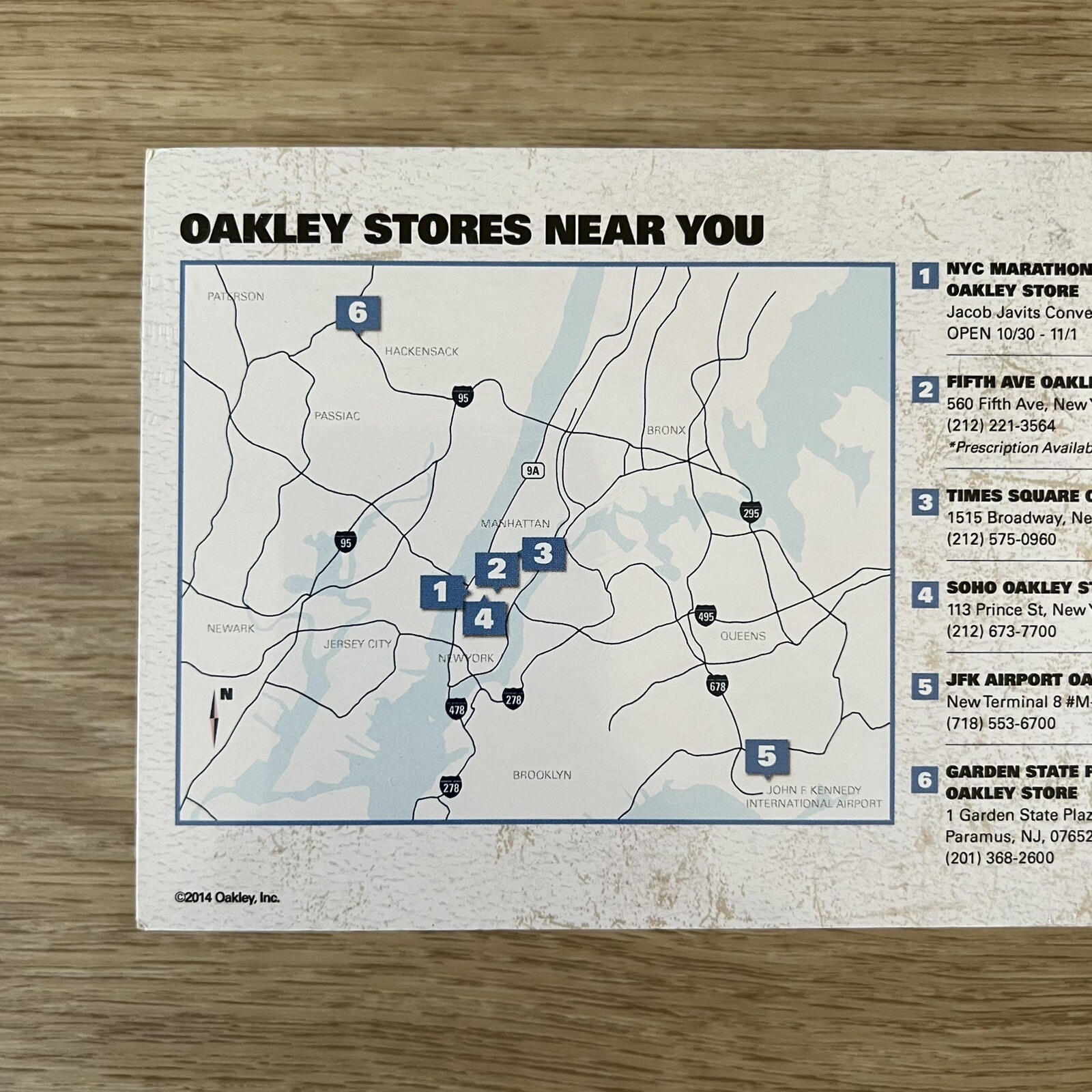 Oakley 2014 TCS New York City Marathon 6×4 Inch Store Display Card Sign 100 Pack