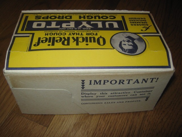 ULYPTO Cough Drops Zerbst St Joseph MO Advertising Store Display Original Box