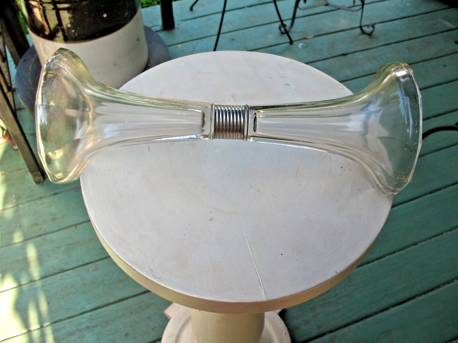 ANTIQUE GLASS DISPLAY DECAHEDRON SHELF /RISER SODA FOUNTAIN / HAT WIG STAND