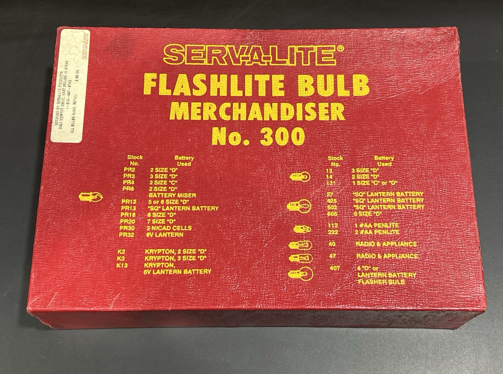 Vintage SERV-A-LITE Flashlight Bulb Merchandiser No. 300 w/126 Bulbs Display