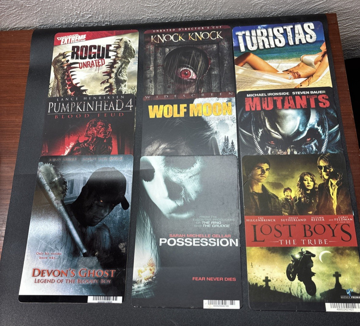 Lot Of 50 BLOCKBUSTER VIDEO DISPLAY HORROR MOVIE BACKER CARDS MINI POSTERS-