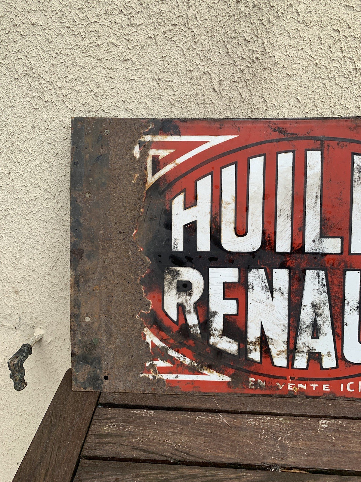 ANTIQUE RENAULT DOUBLE SIDED OIL ENAMEL PLATE