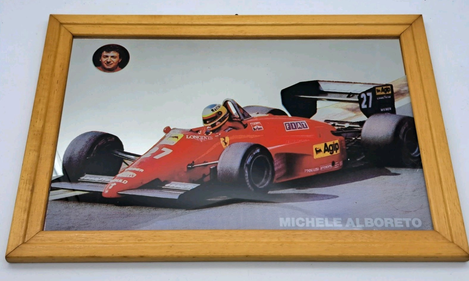 FERRARI AUTO CAR FORMULA 1 ALBORETO-80′-VINTAGE MIRROR FRAME/FRAME