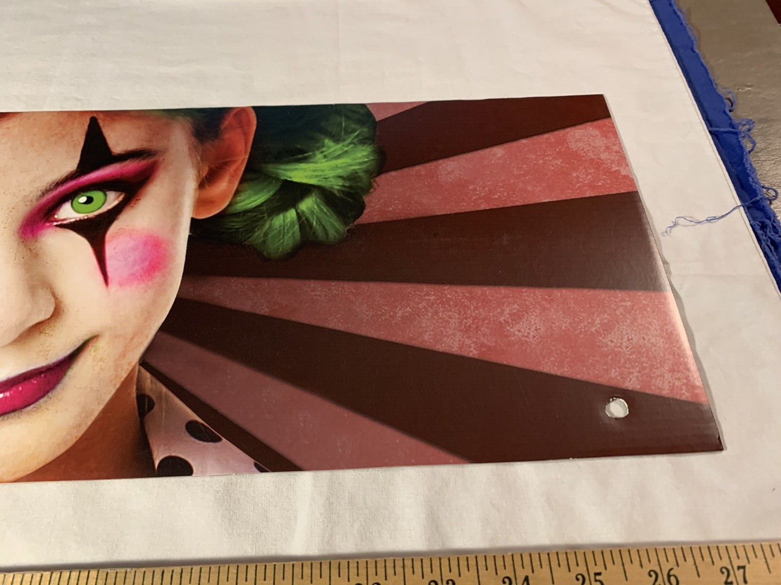 Spirit Halloween Cardboard End Cap Store Display Sign Clown Jester Girl Face
