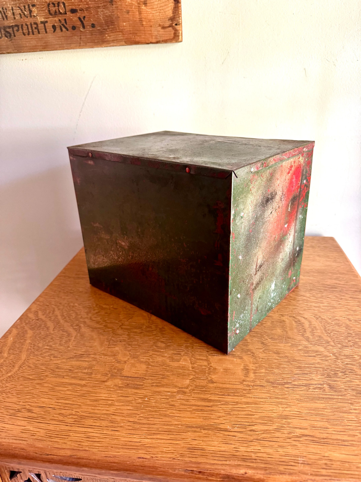 Vtg Distressed Weatherhead Original Equipment Fittings Cabinet| Rustic Metal Bin