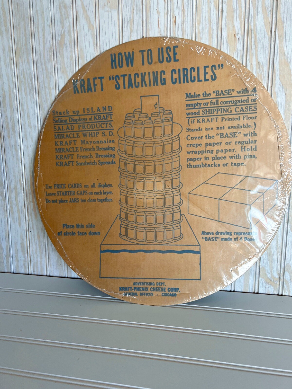 Vintage Kraft Dressing Mayo Cardboard Display Prop