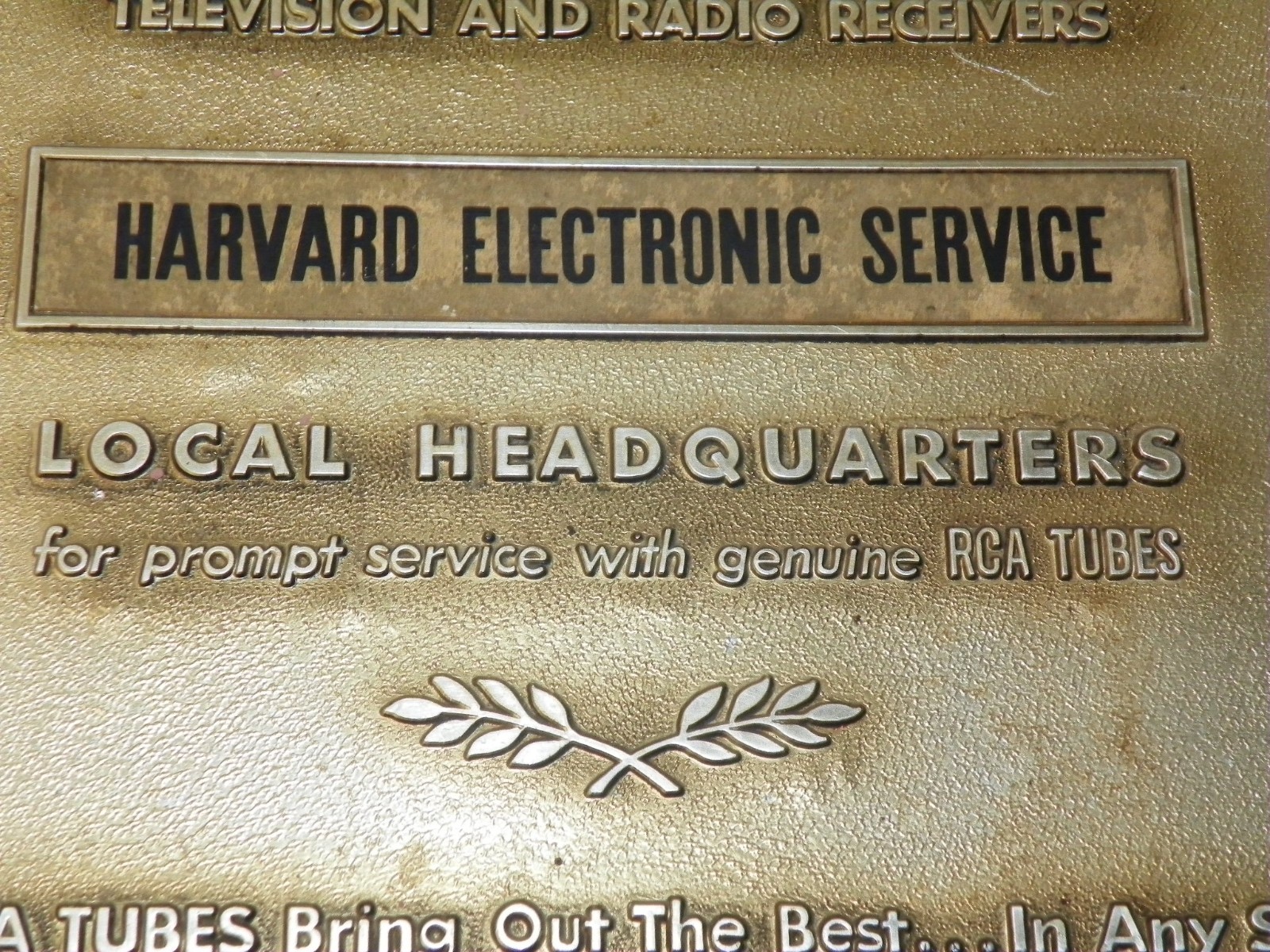 Vintage RCA Electron Tube Store Sign “HARVARD ELECTRONIC SERVICE”