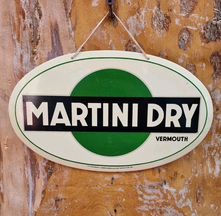 Martini Dry Vermouth Tin Table Sign