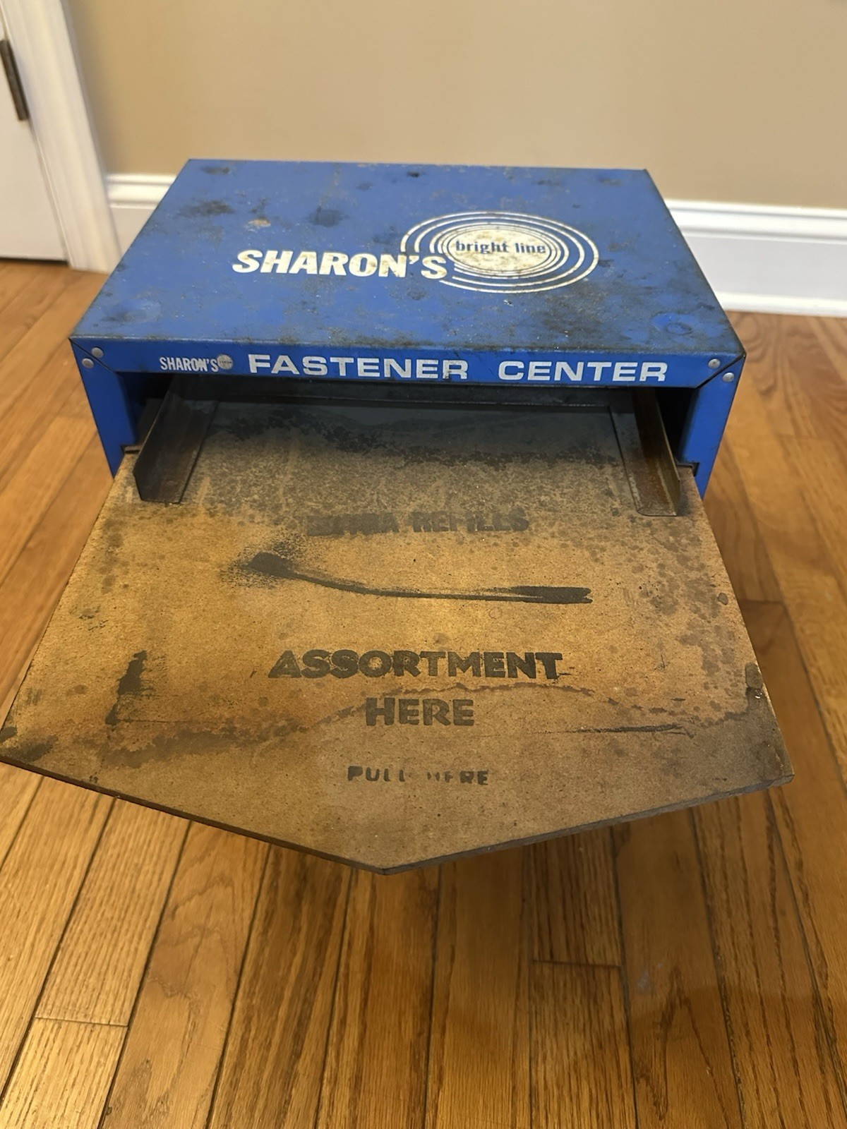 Vintage Sharon’s Bright Line Fastener Center Drawer Cabinet Metal Display