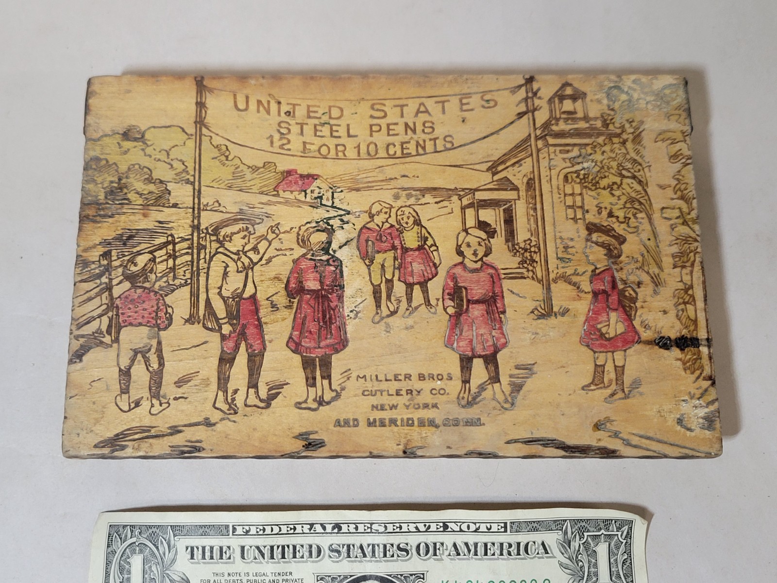 1910s Pen Nib Box United States Steel Pens Miller Bros Antique Store Display
