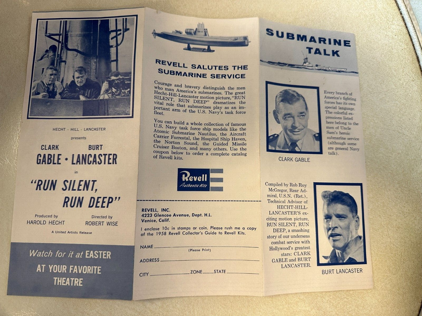 Run Silent Run DeepMovie brochure with Revelle advertisement RARE HTF