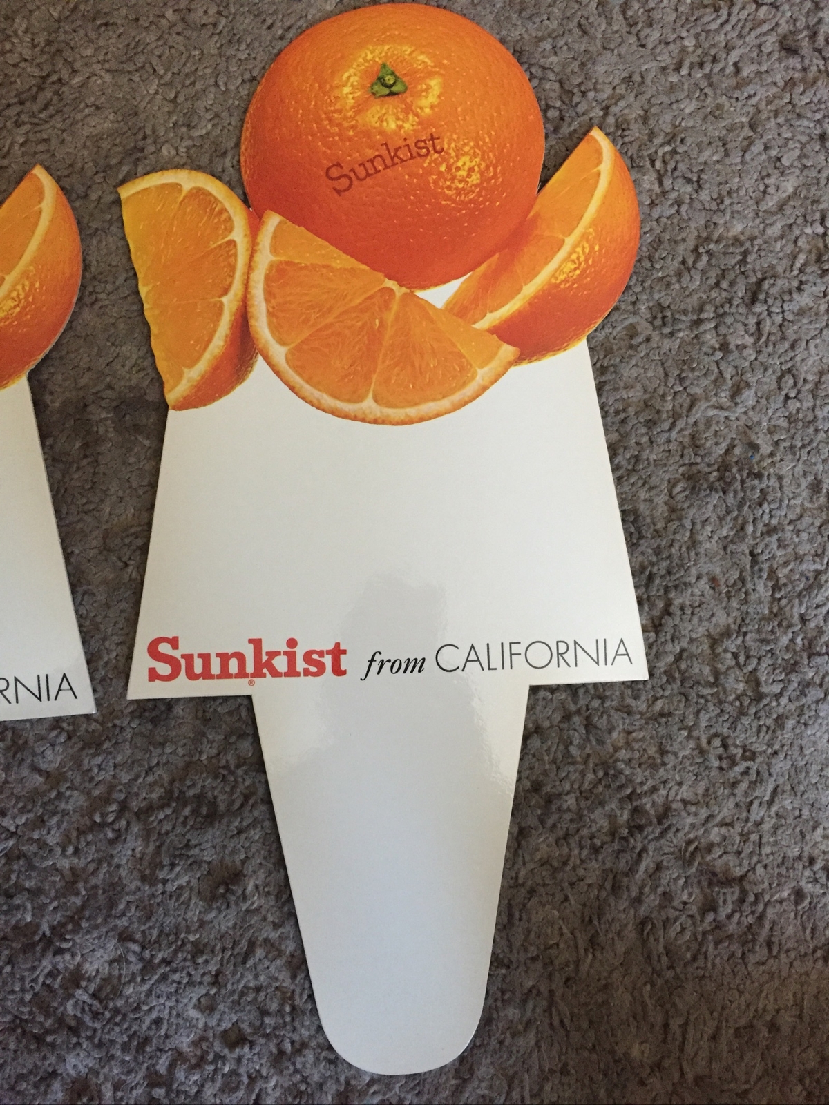 TWO VINTAGE SUNKIST ORANGES CARDBOARD STORE DISPLAY SIGN
