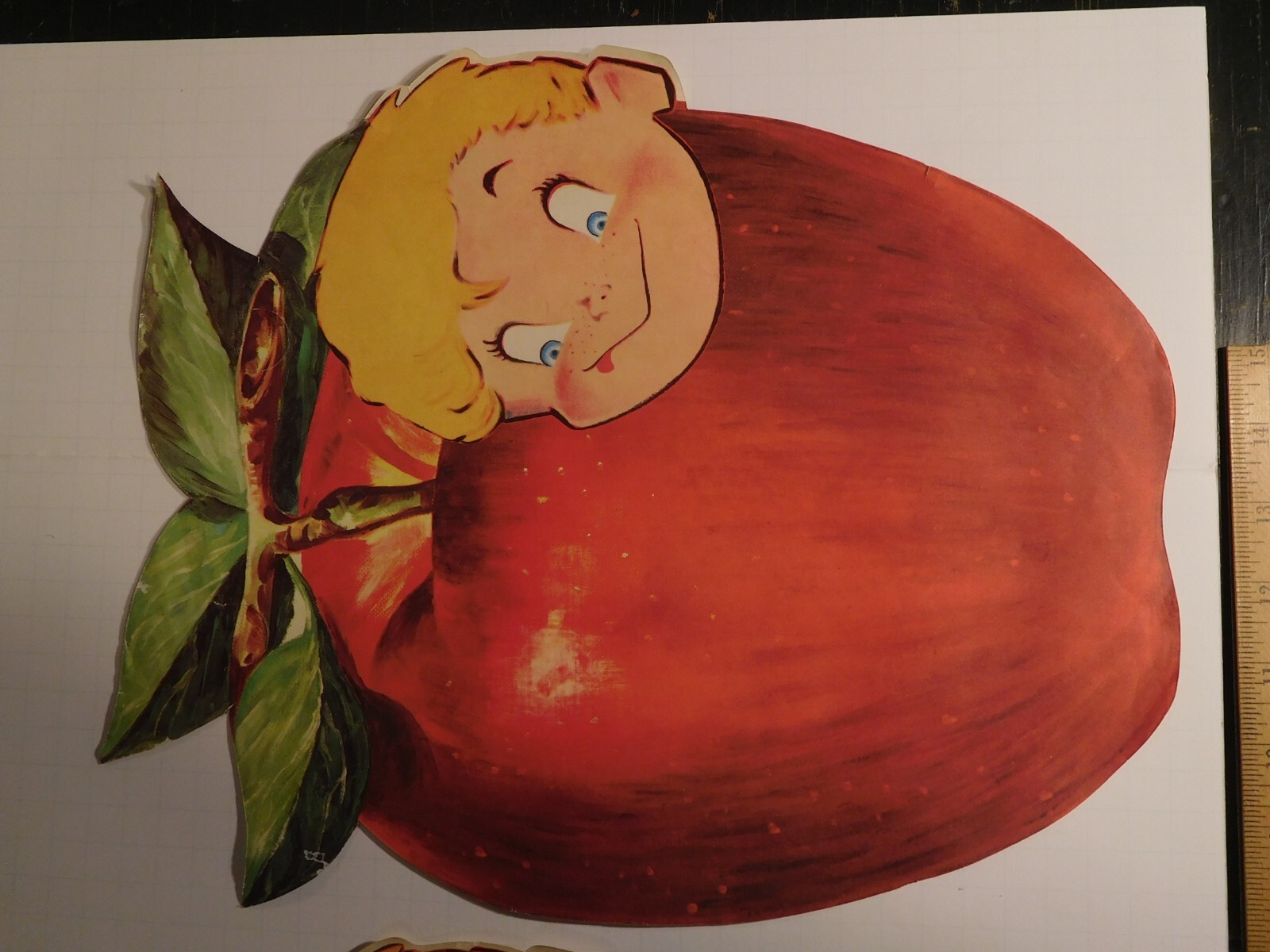 Delicious 8 Vintage Colorful RED Apple Ads Pictures Former Store Display