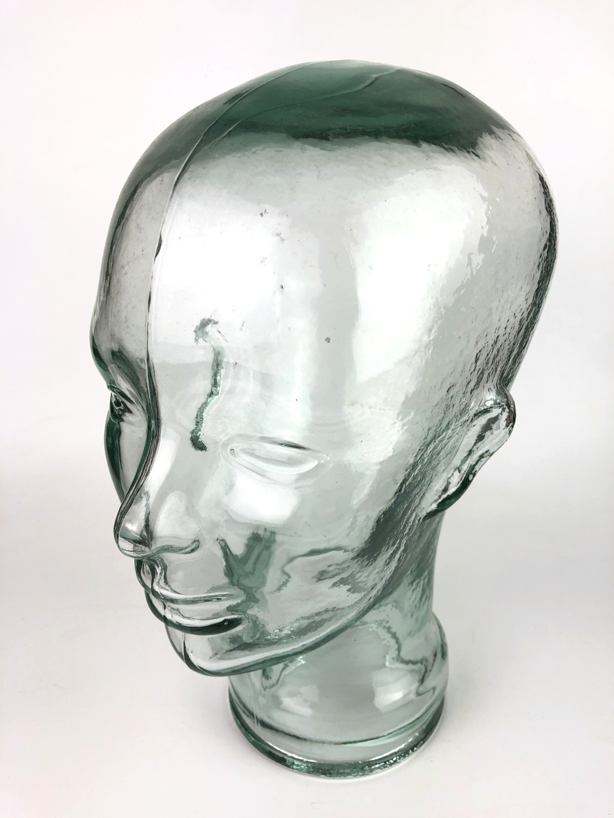 Vintage Green Glass Head Mannequin Wig Hat Display Stand 11.25″