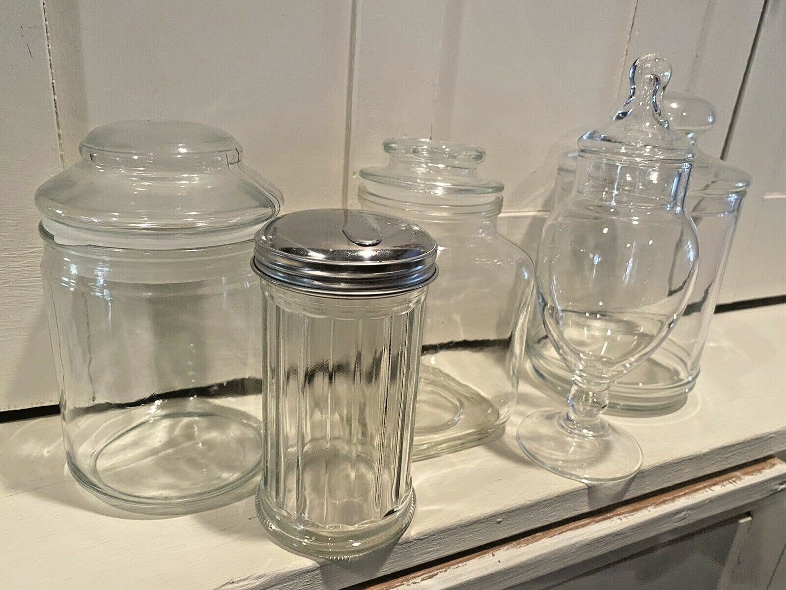 Vtg General Store Counter Jars Advertising Pedestal Candy Cookie Sugar Glass