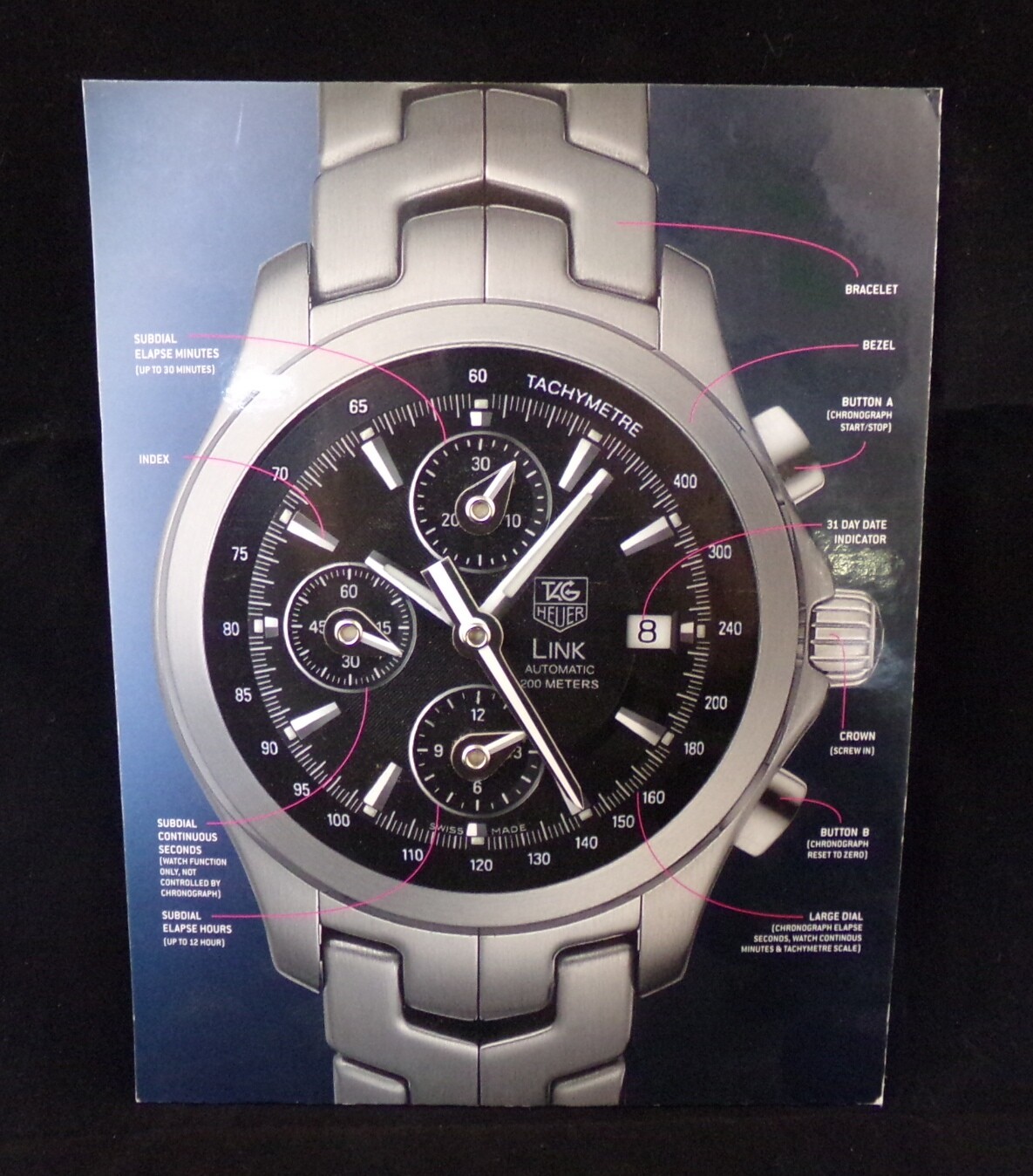 ** Vintage Swiss Tag Heuer Display Retail Store REFERENCE NUMBER CHRONOGRAPH **