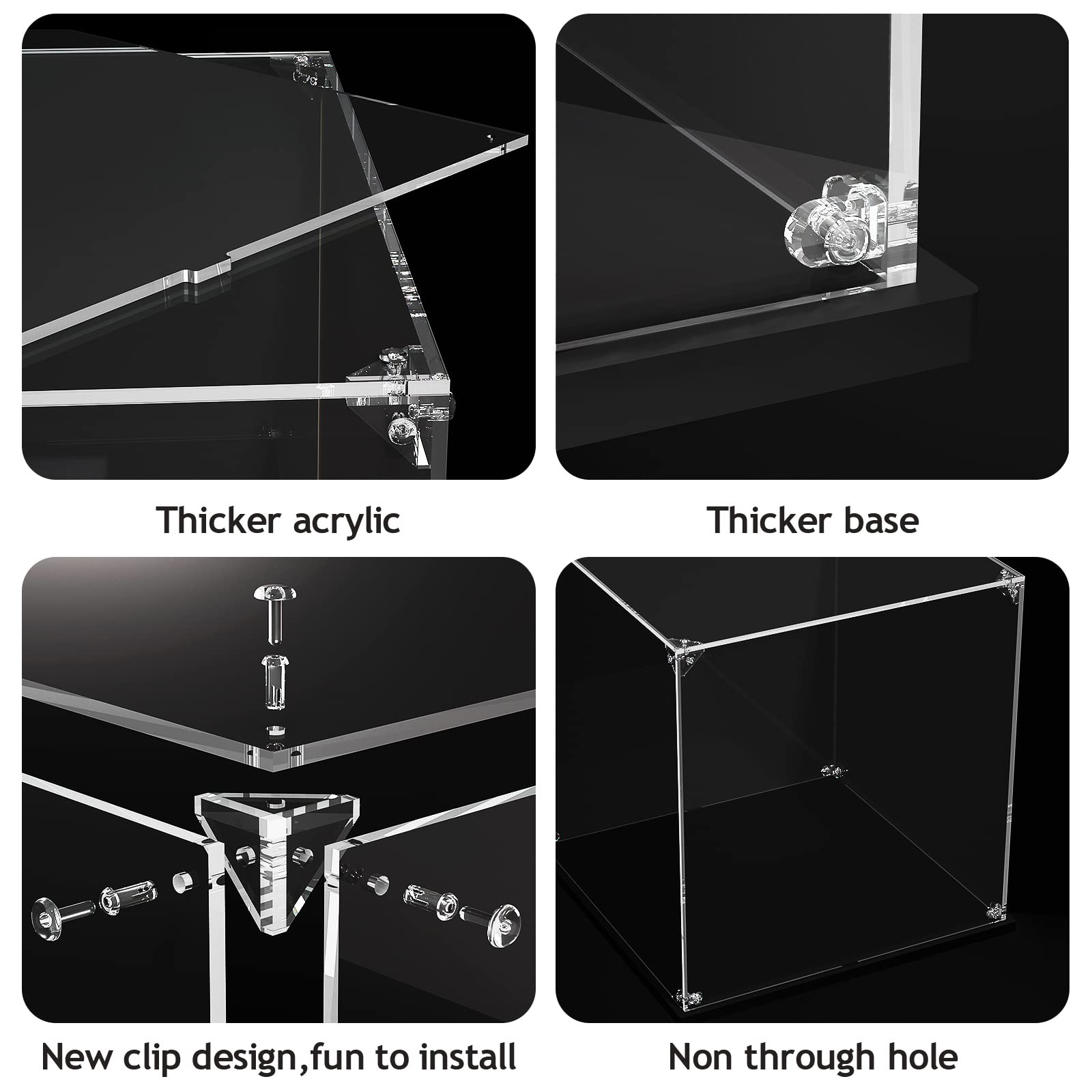 Clear Acrylic Display Case, Self-Assemble 17.7x8x8 inch, 45x20x20 cm,