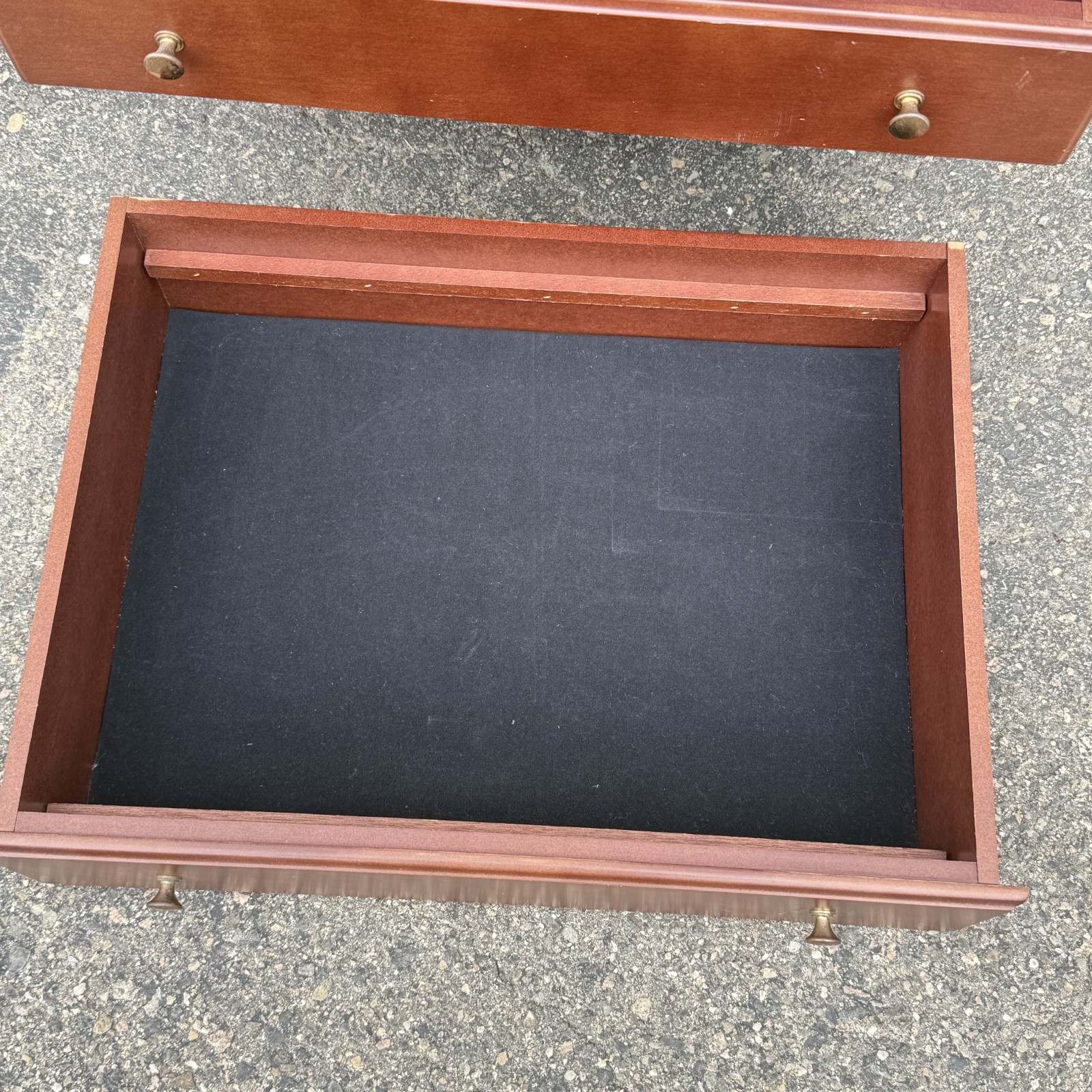 Wood Jewelry Display Cabinet Chest Glass Top 6 Drawers Brass Hardware
